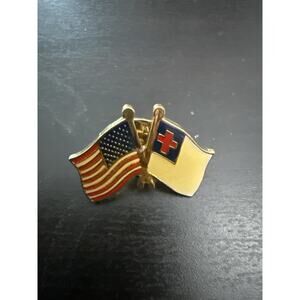 1980s Swanson Christian & American Flag Enamel Pin